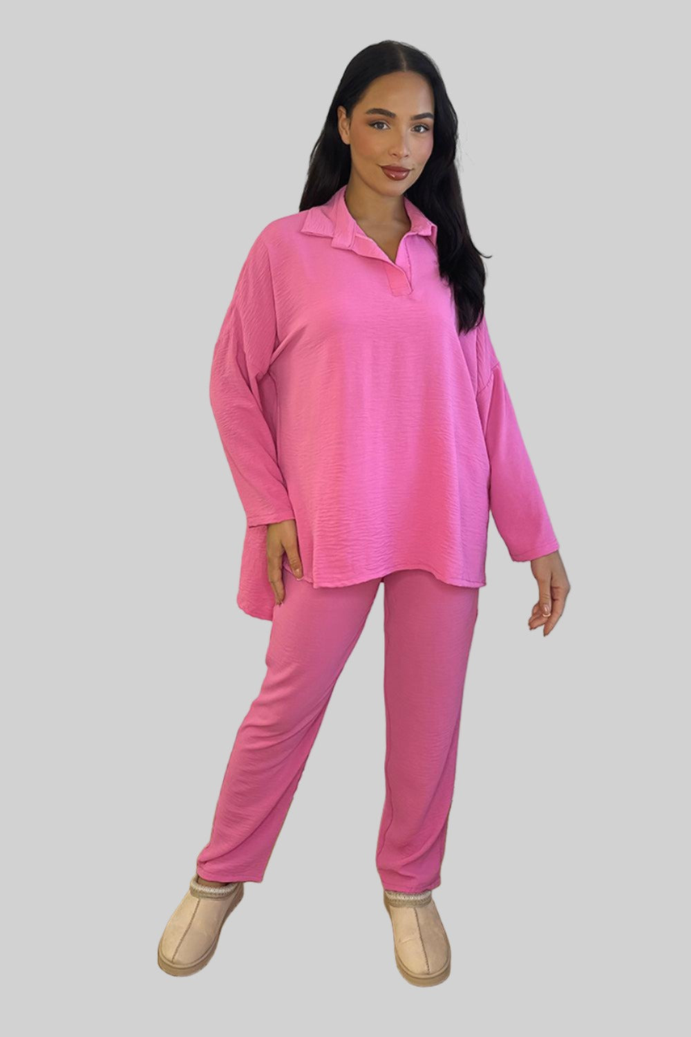 Shirt Blouse And Trousers Leisure Set-SinglePrice