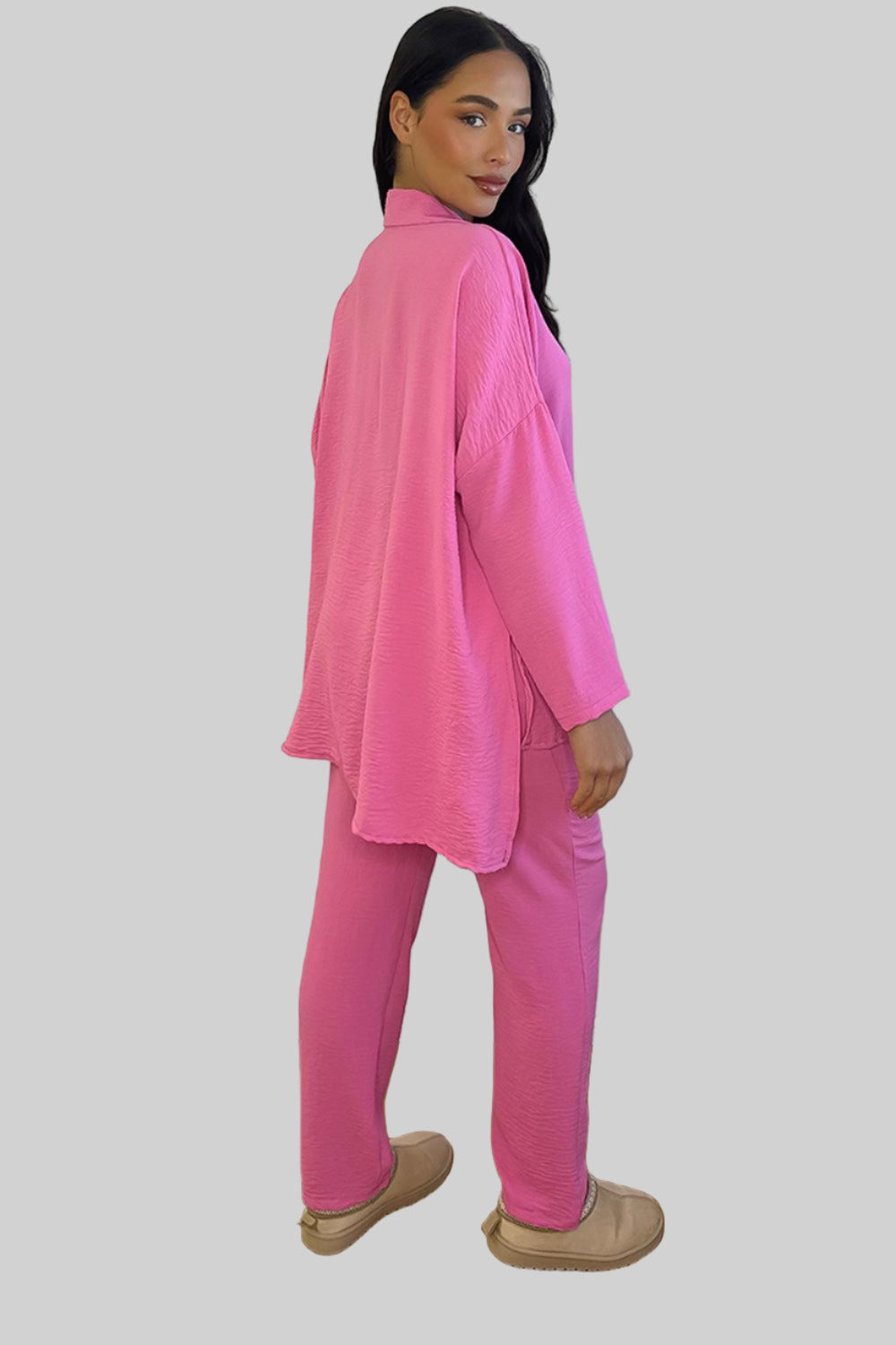 Shirt Blouse And Trousers Leisure Set-SinglePrice