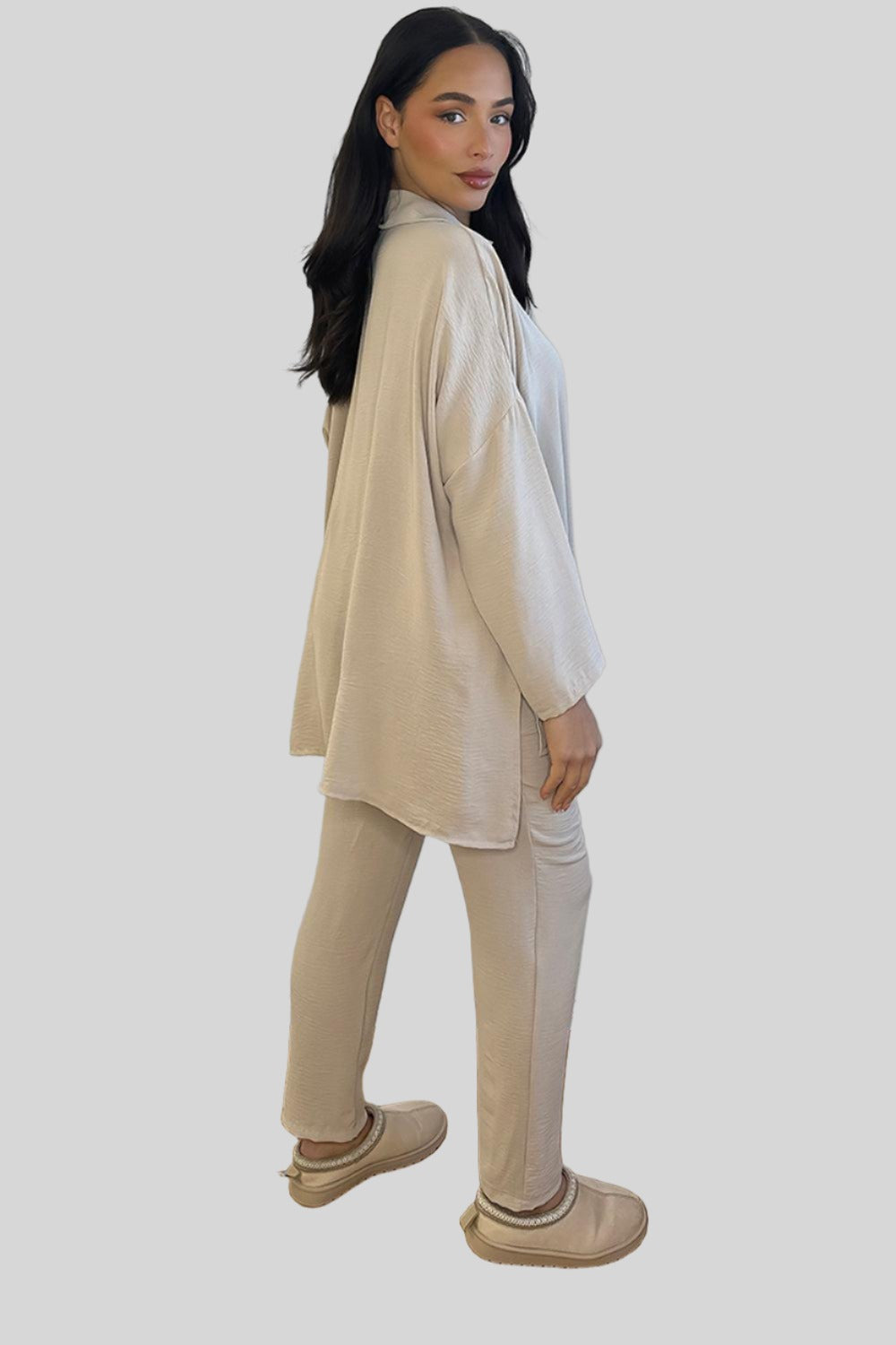 Shirt Blouse And Trousers Leisure Set-SinglePrice
