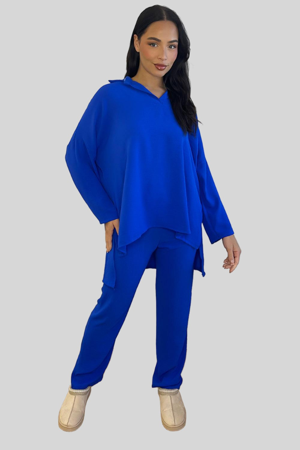 Shirt Blouse And Trousers Leisure Set-SinglePrice