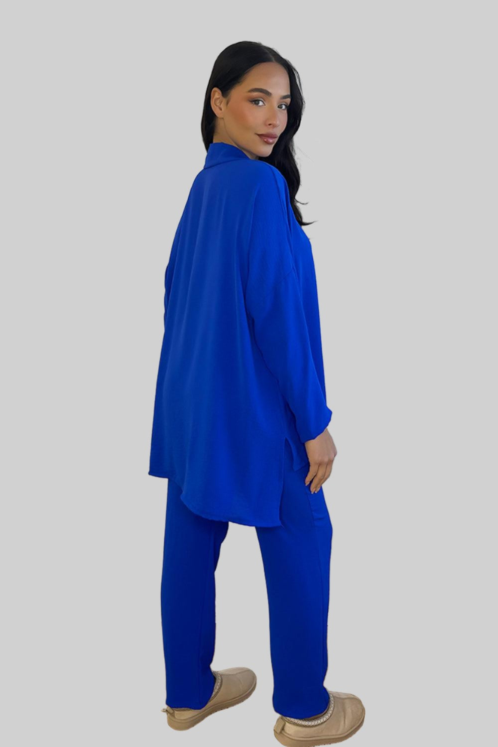 Shirt Blouse And Trousers Leisure Set-SinglePrice