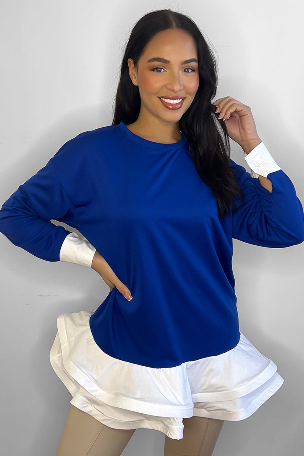 Frilled Hem Sweatshirt Dress-SinglePrice