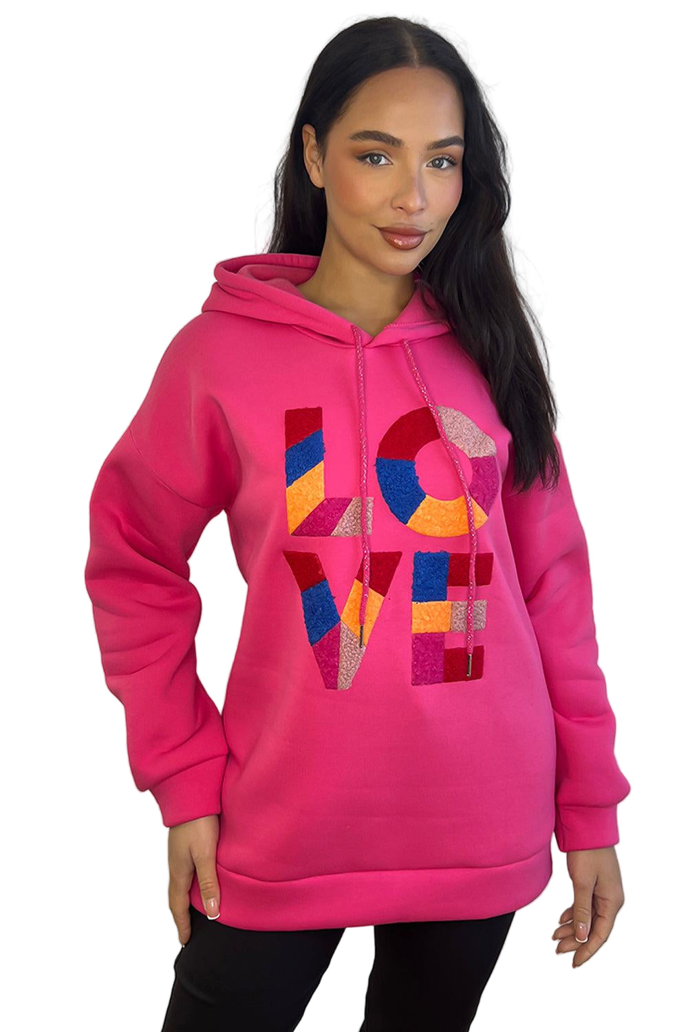 Multicolour Love Slogan Hoodie-SinglePrice