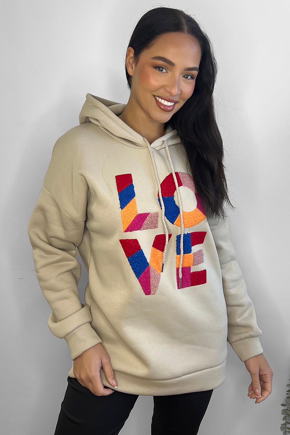 Multicolour Love Slogan Hoodie-SinglePrice