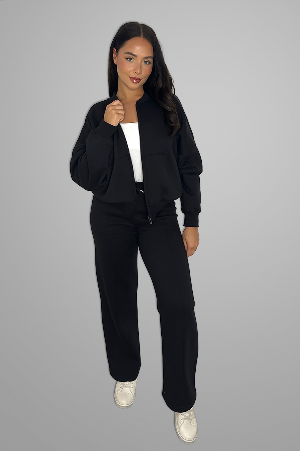 Large Front Pockets Top And Wide Trousers Set-SinglePrice