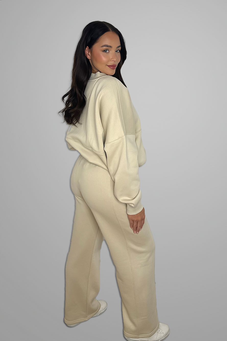 Large Front Pockets Top And Wide Trousers Set-SinglePrice
