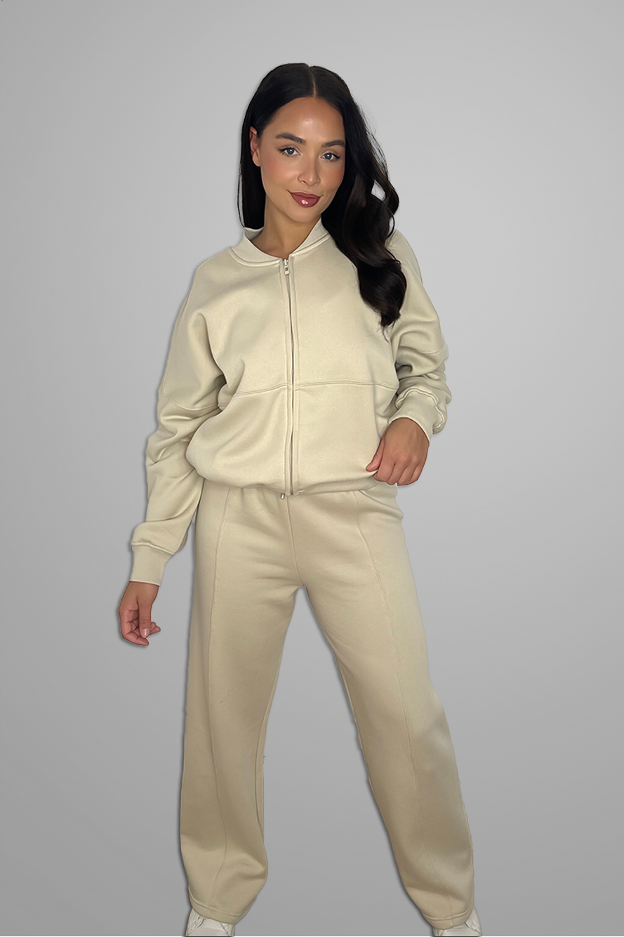 Large Front Pockets Top And Wide Trousers Set-SinglePrice