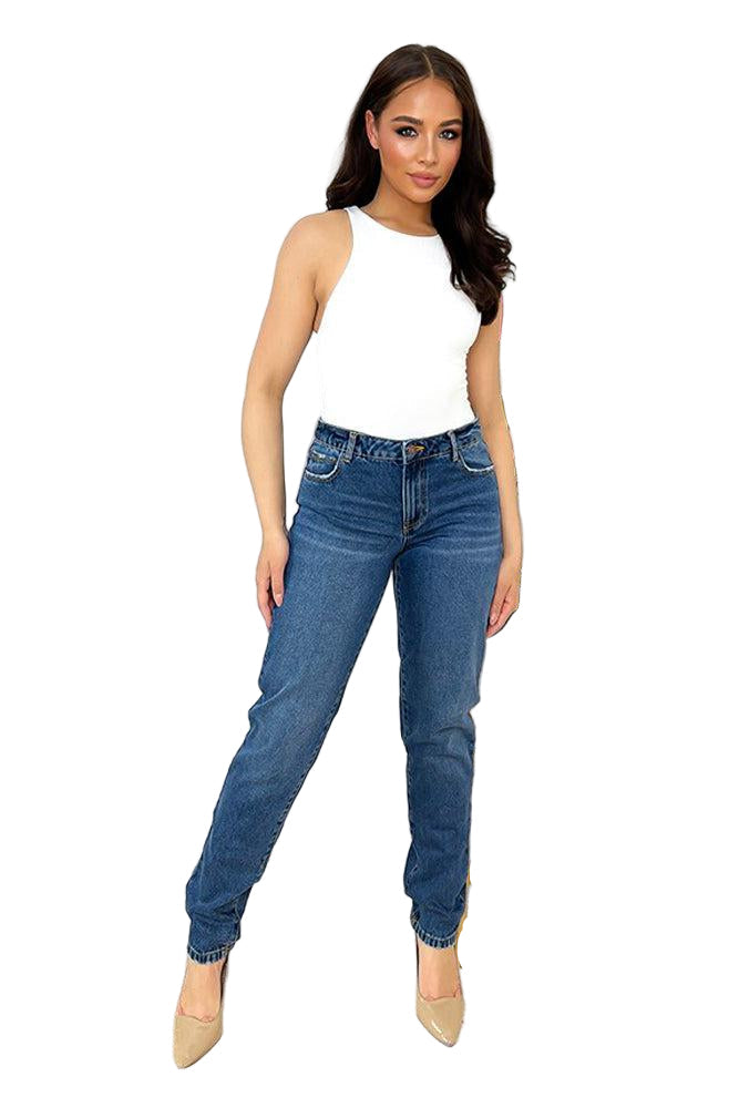 Denim Blue Classic Straight Leg Jeans-SinglePrice