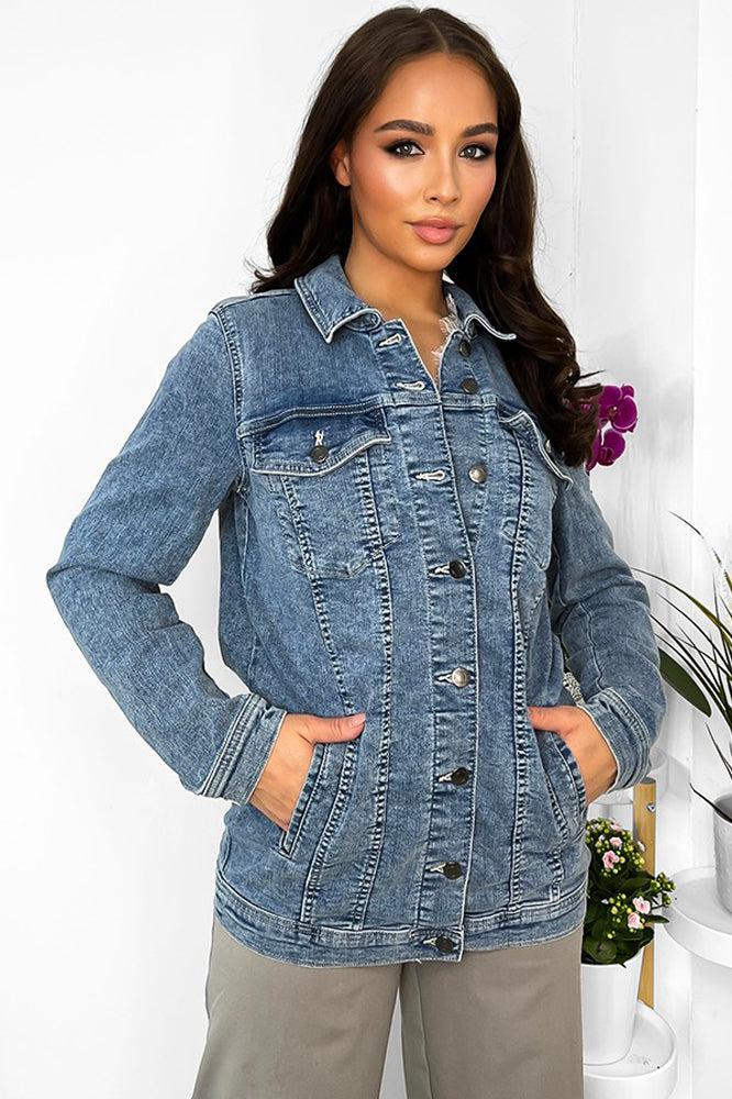Distressed Blue Wash Denim Jacket-SinglePrice