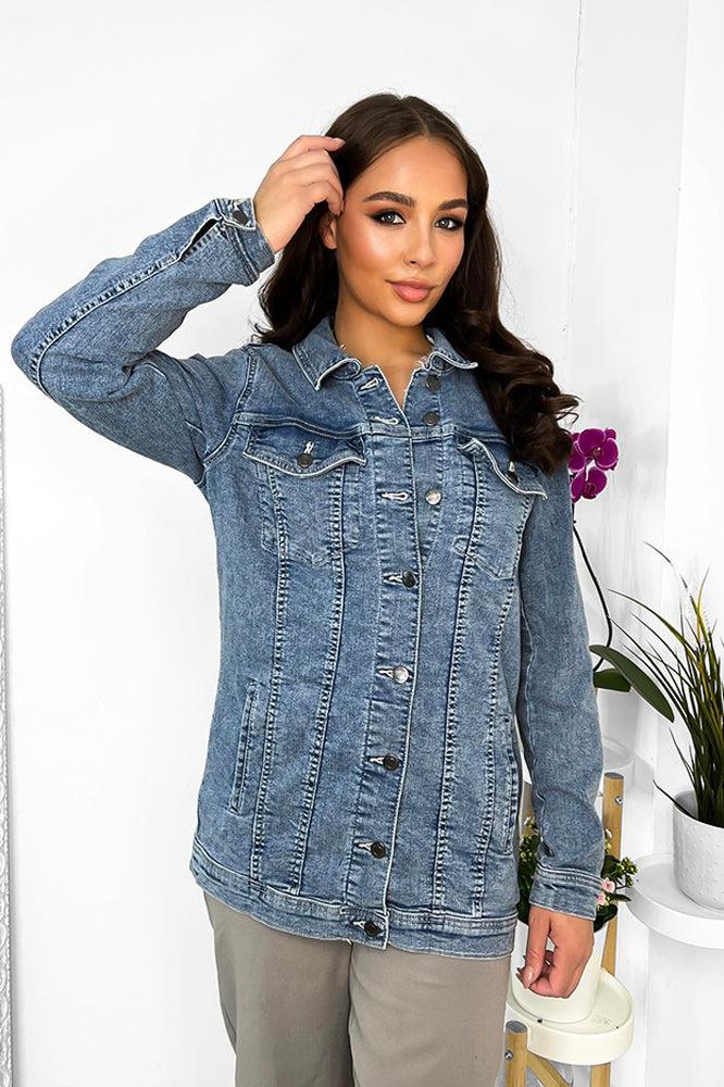 Distressed Blue Wash Denim Jacket-SinglePrice