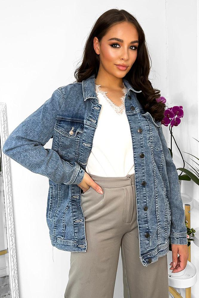 Distressed Blue Wash Denim Jacket-SinglePrice