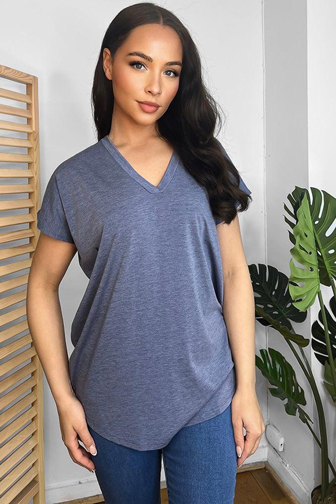 Soft Fabric V-Neck Lazy Fit T-Shirt-SinglePrice
