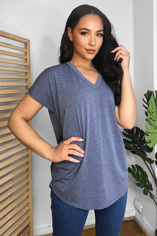 Soft Fabric V-Neck Lazy Fit T-Shirt-SinglePrice