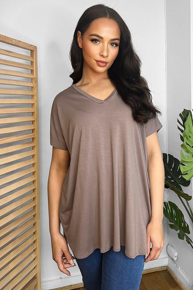 Soft Fabric V-Neck Lazy Fit T-Shirt-SinglePrice