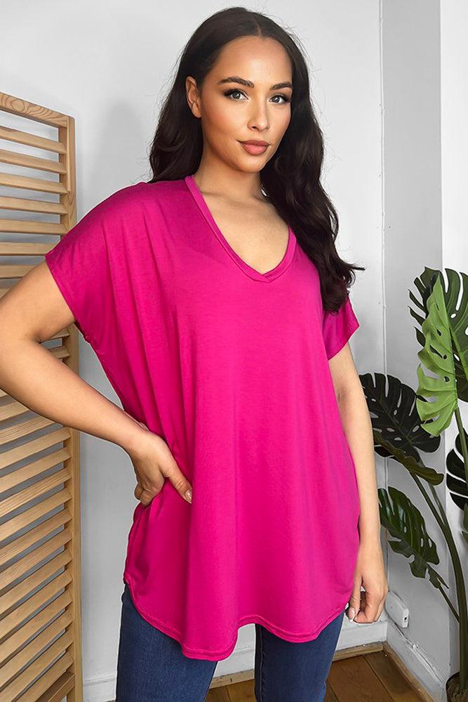 Soft Fabric V-Neck Lazy Fit T-Shirt-SinglePrice