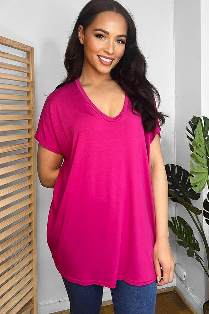 Soft Fabric V-Neck Lazy Fit T-Shirt-SinglePrice