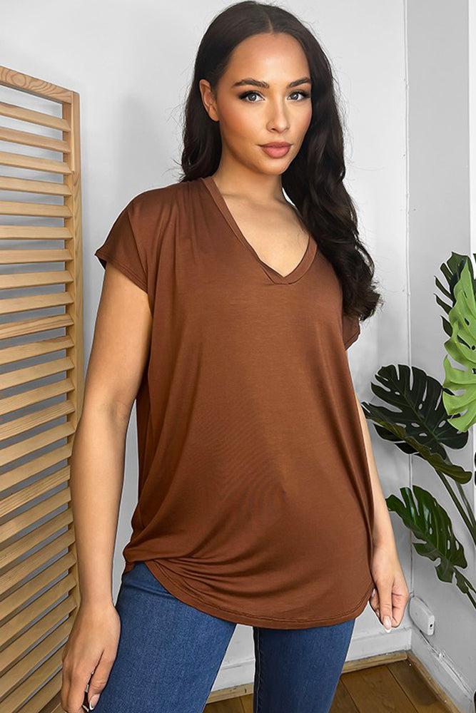 Soft Fabric V-Neck Lazy Fit T-Shirt-SinglePrice