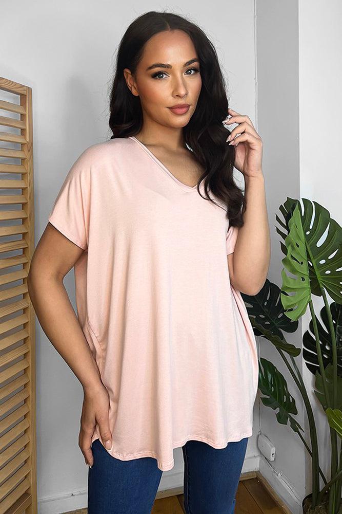 Soft Fabric V-Neck Lazy Fit T-Shirt-SinglePrice