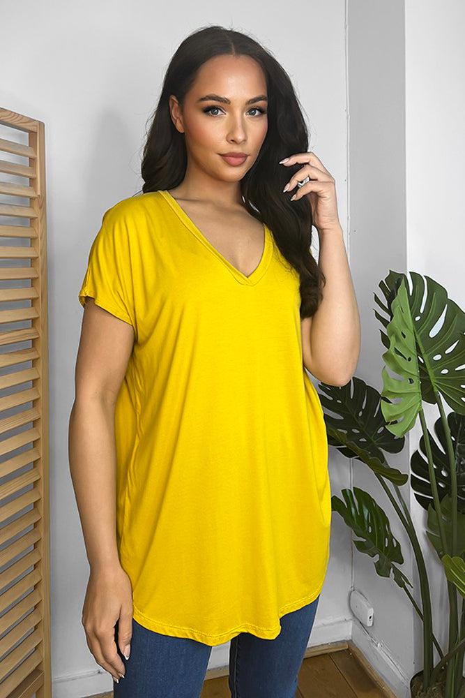 Soft Fabric V-Neck Lazy Fit T-Shirt-SinglePrice