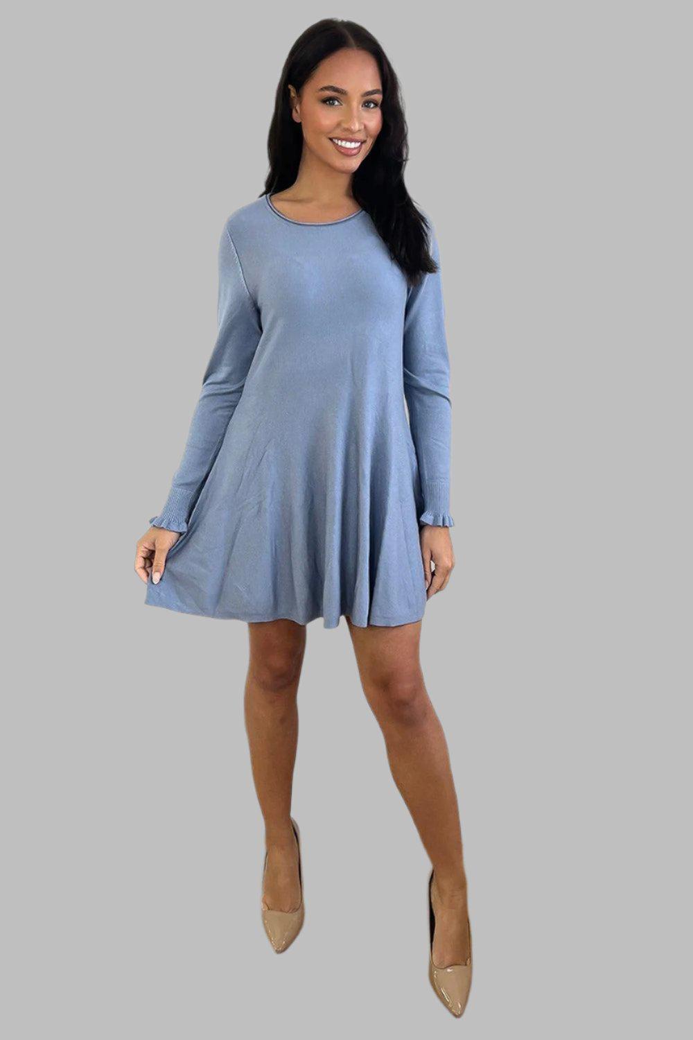 Flared Plain Jersey Dress-SinglePrice