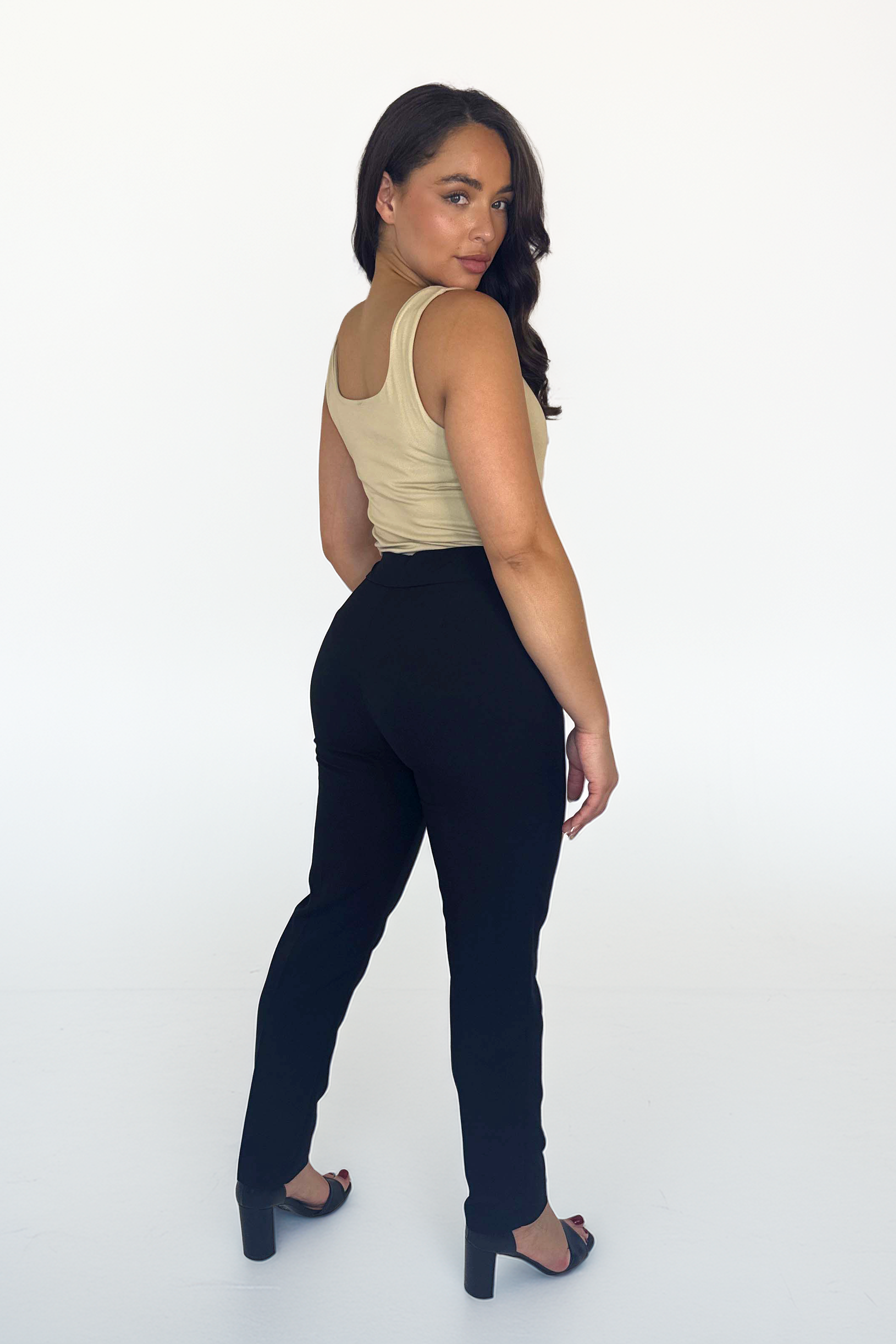 Black Tapered Leg Smart Trousers