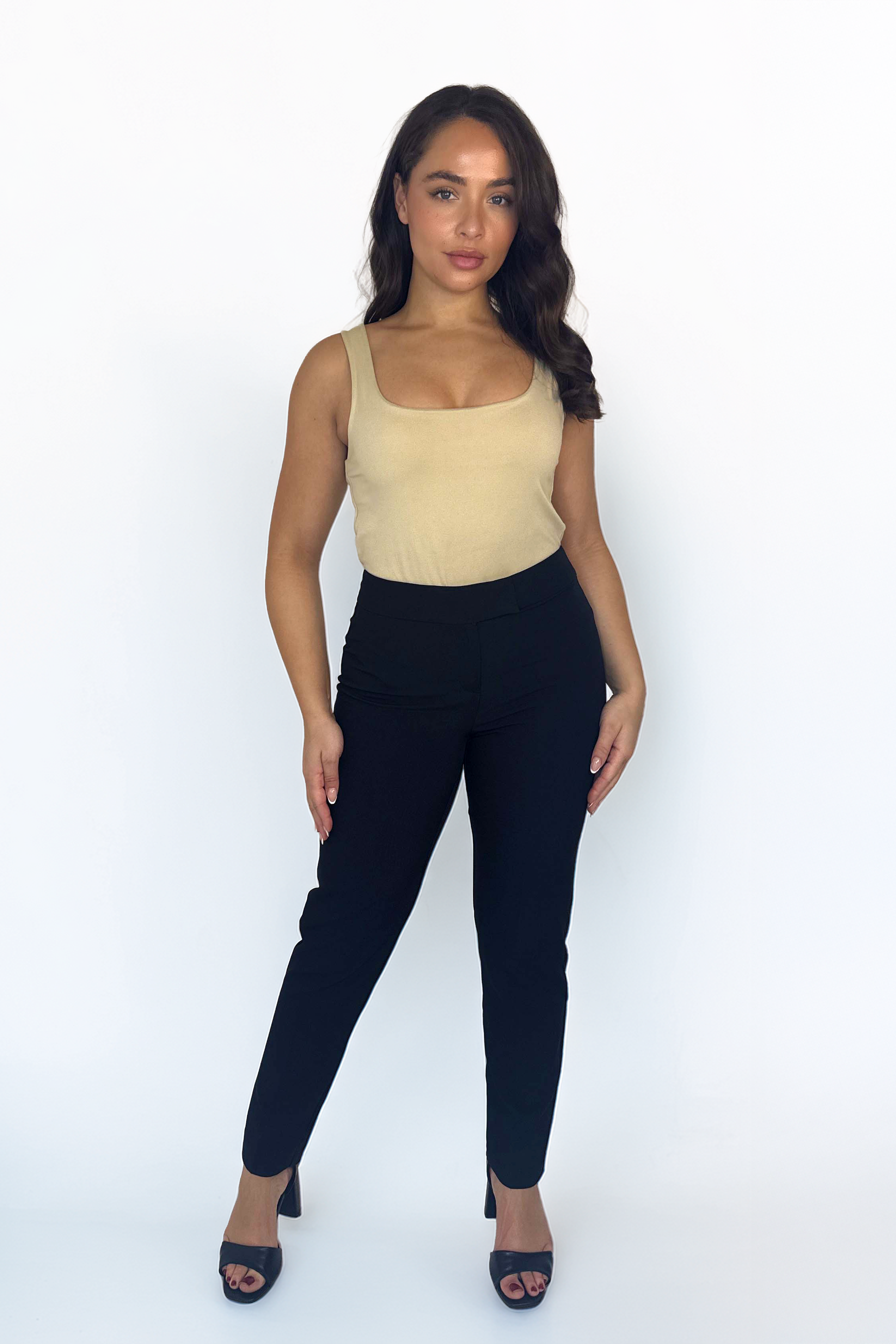 Black Tapered Leg Smart Trousers