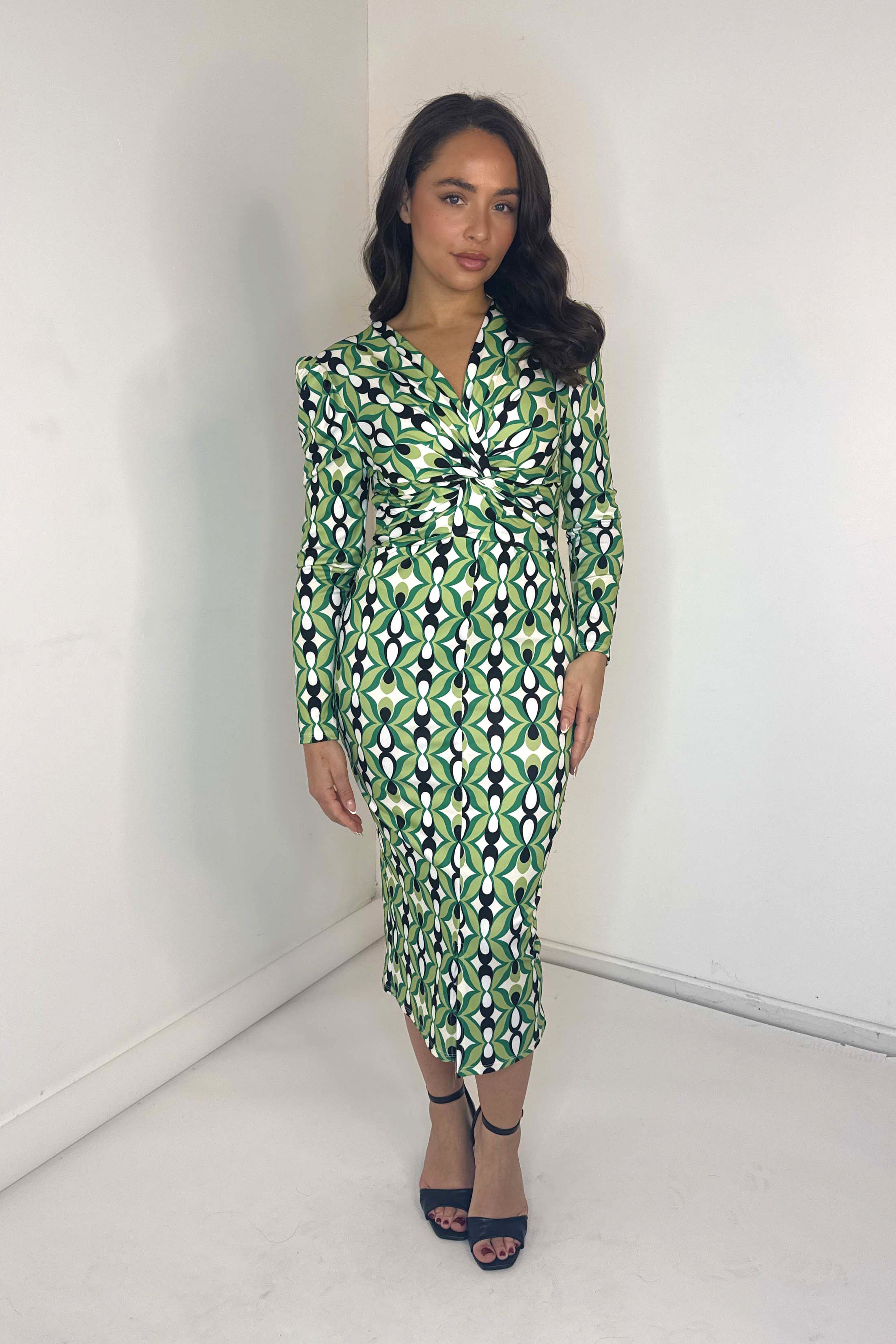 Wholesale Women’s Stained Glass Print Low Cut Midi Dress (PACK OF 6)