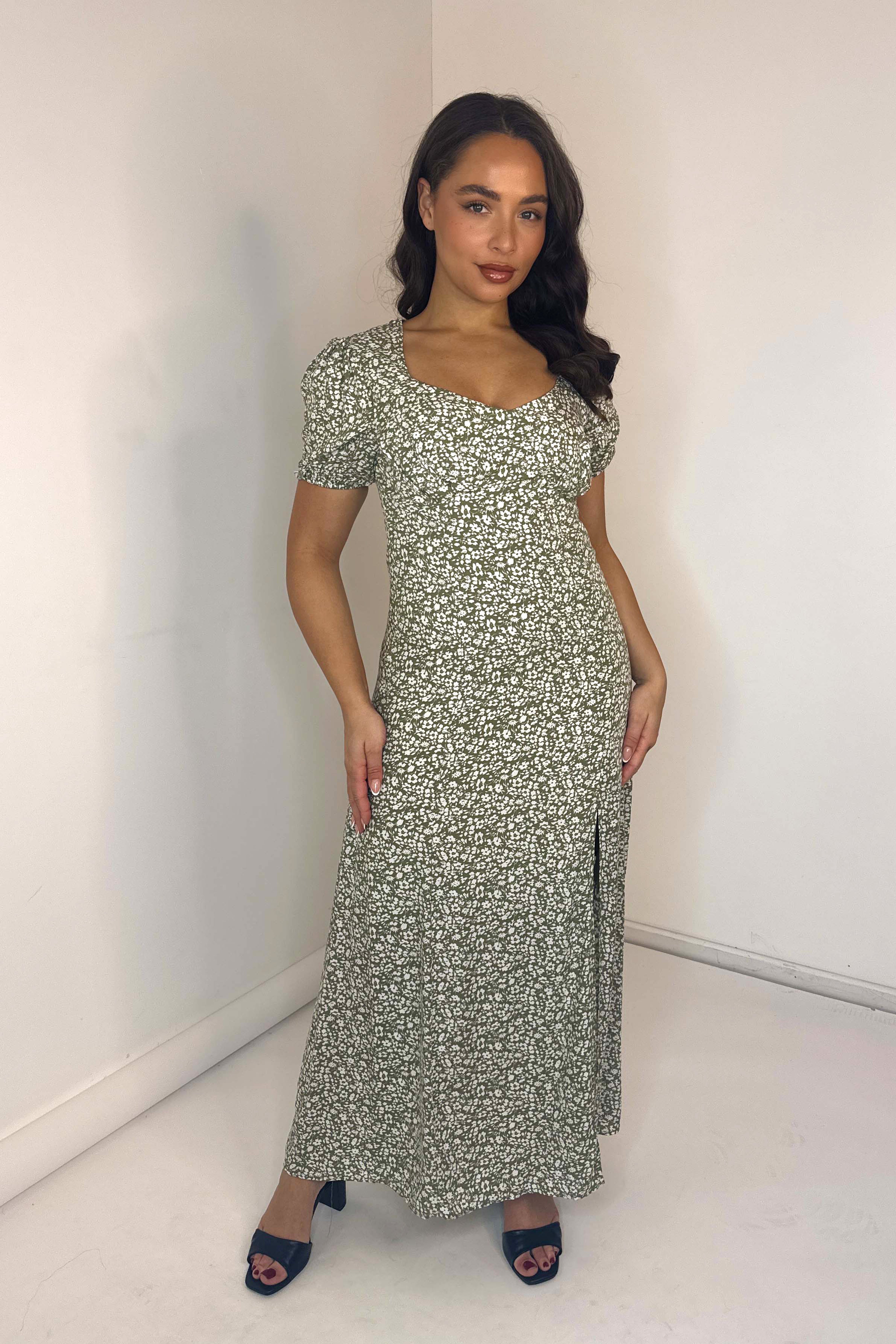 Wholesale Women’s Daisy Print Side Slit Long Viscose Summer Dress (PACK OF 6)