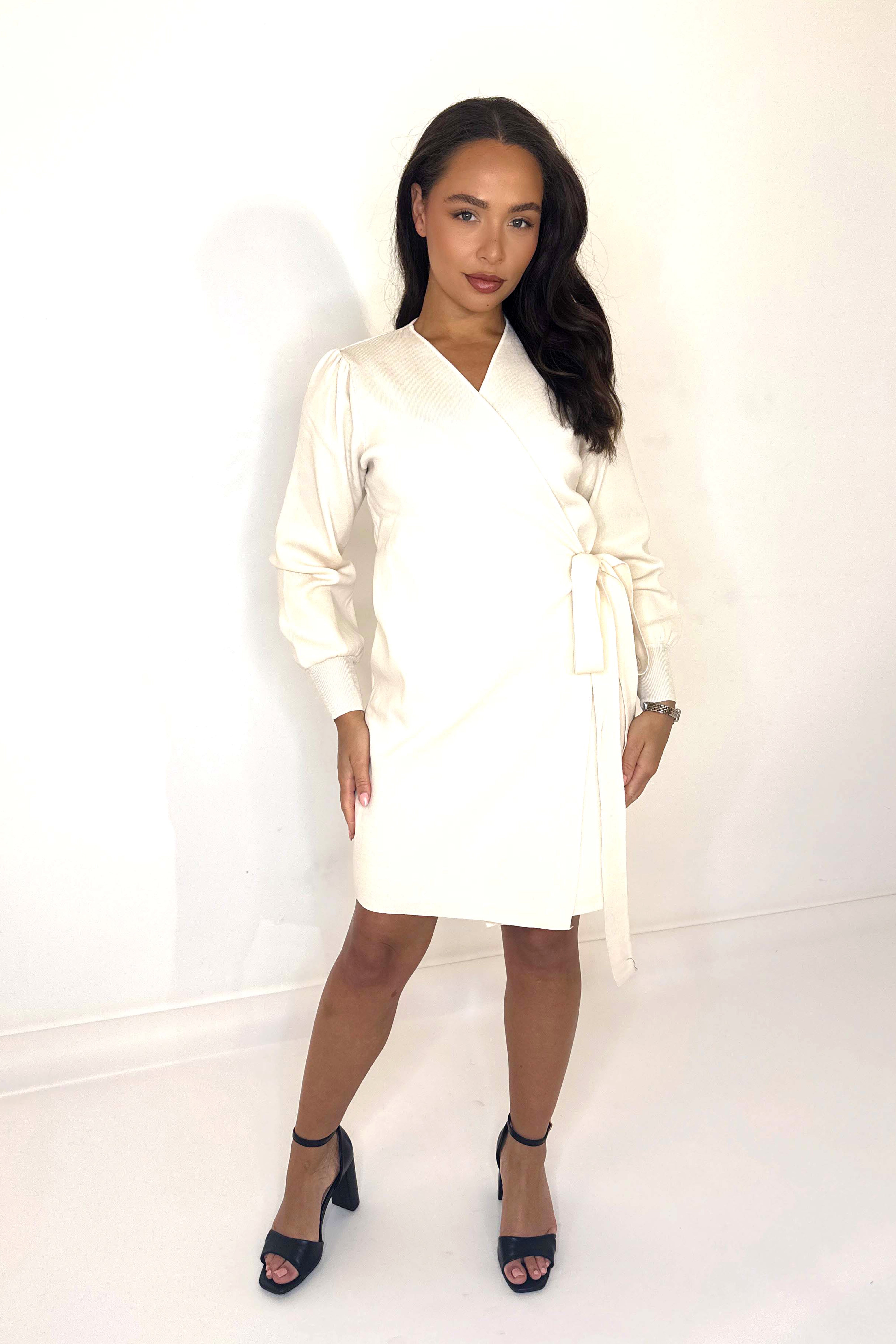 Wholesale Women's Flat Knit Wrap Knee Length Dress (PACK OF 4)