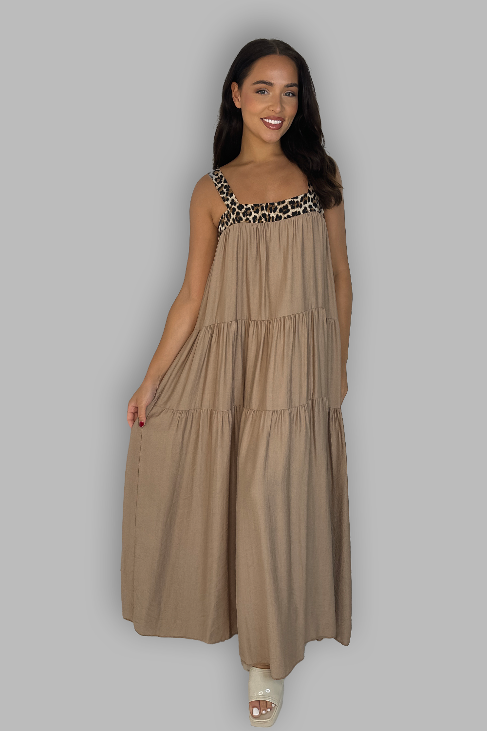 Stripe colorful babydoll maxi dress main image 0