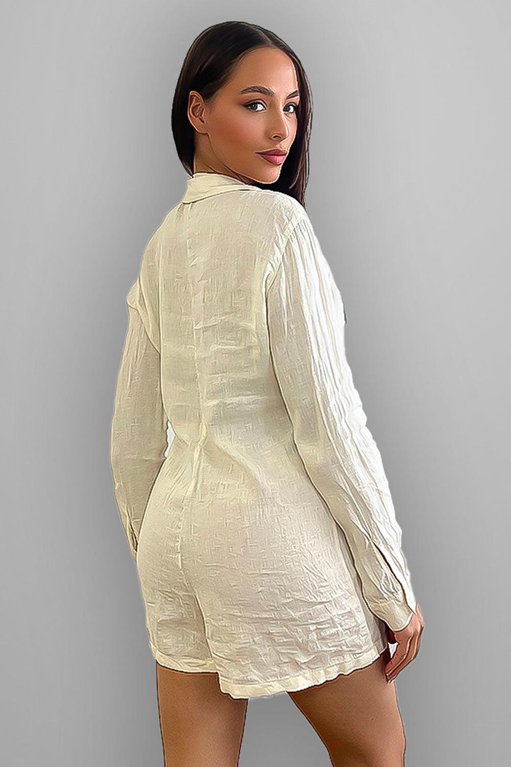 Off White Front Tie Playsuit-SinglePrice