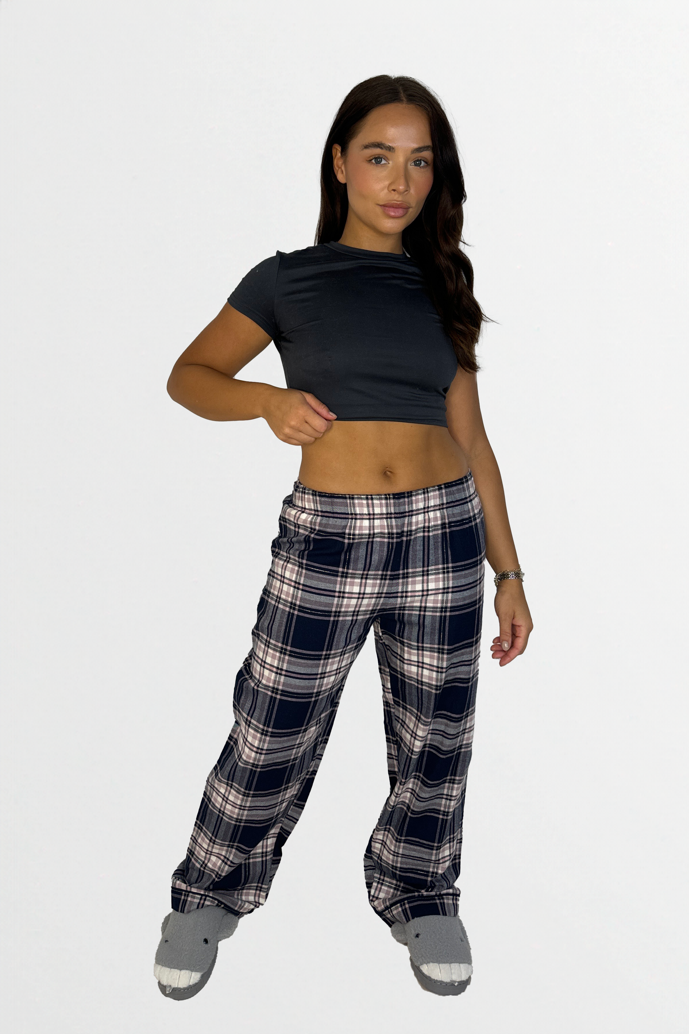 Cotton Blend Tartan Pattern Soft Pyjama Bottoms-SinglePrice