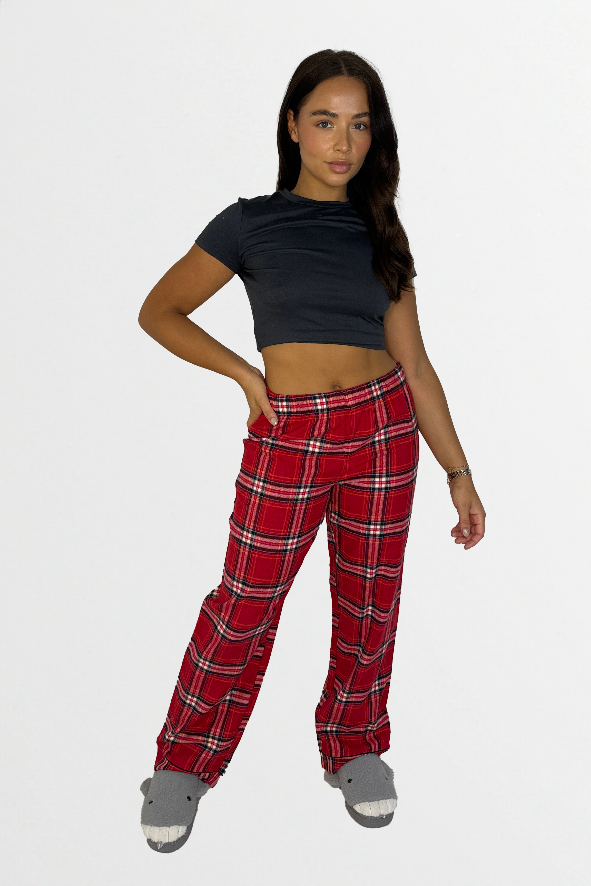 Cotton Blend Tartan Pattern Soft Pyjama Bottoms-SinglePrice