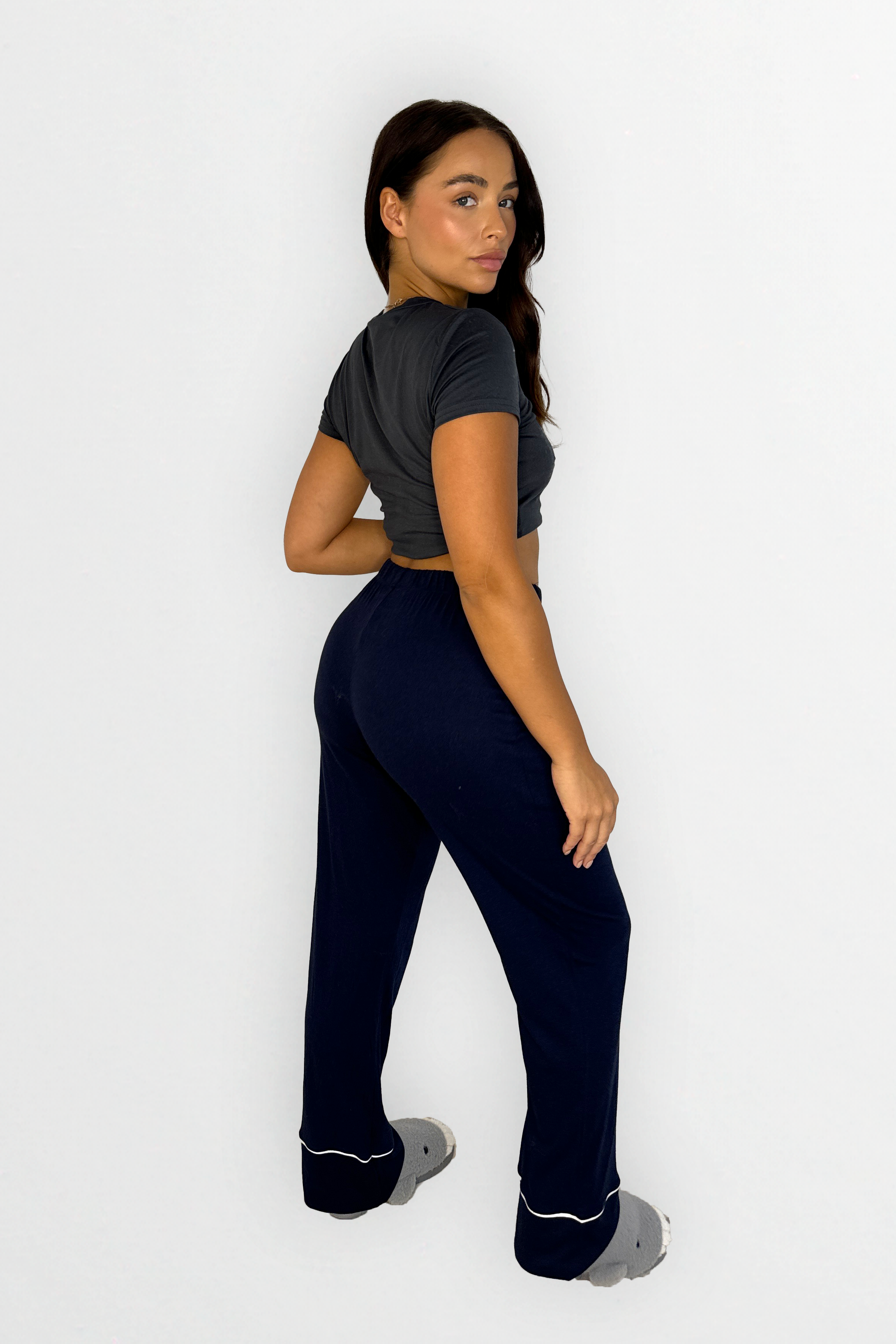 Navy Cotton Blend Stretchy Soft Pyjama Bottoms-SinglePrice