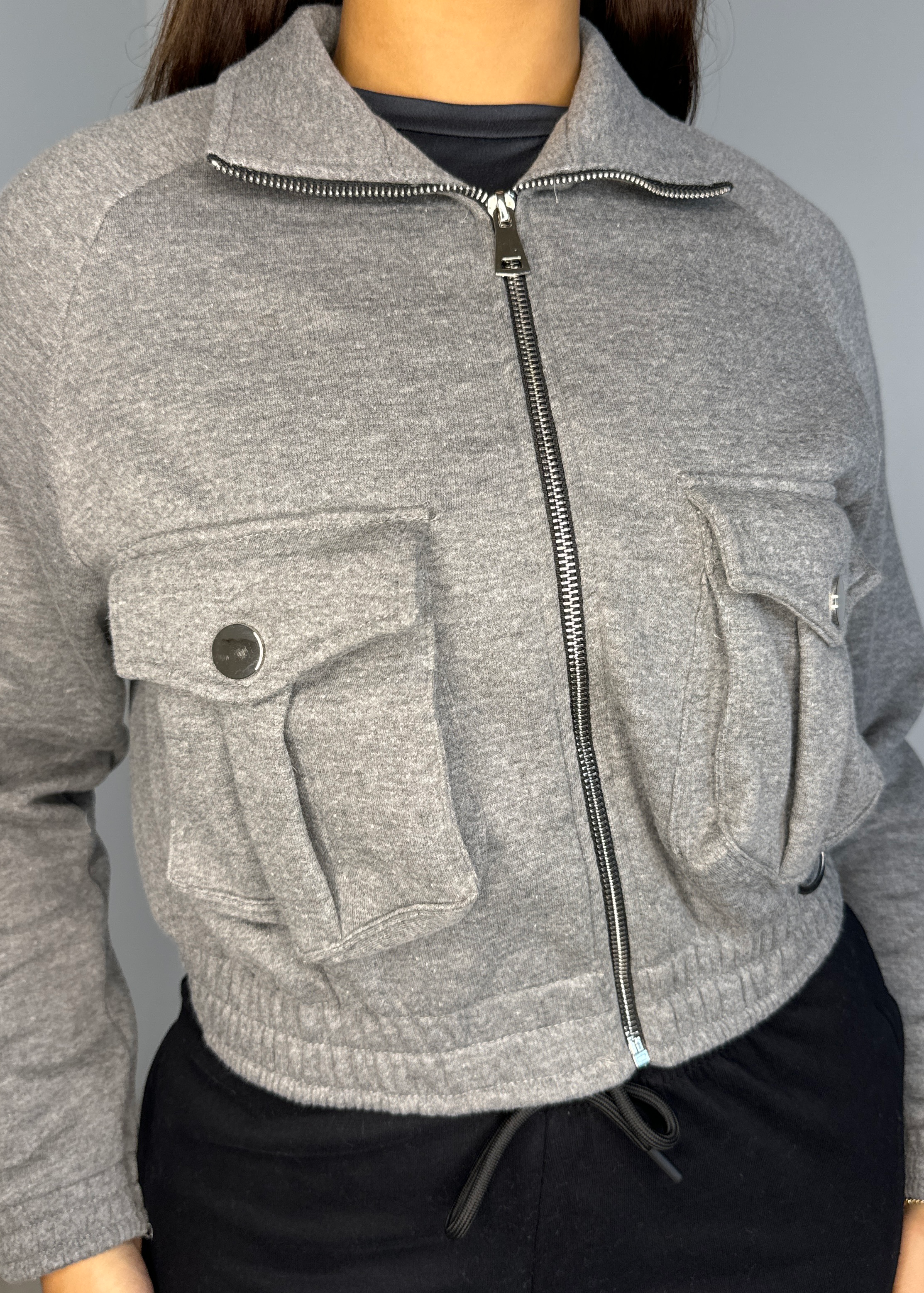 Wholesale Women's Fleeced High Neck Large Pocket Cropped Bomber Jacket (PACK OF 5)