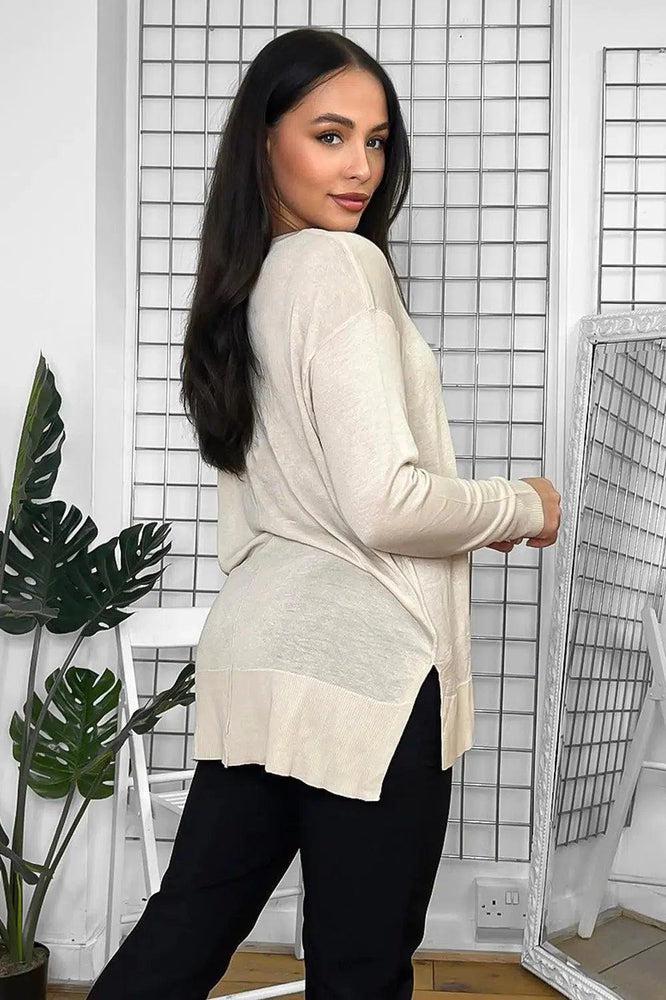 Seam Front Detail Fine Knit Pullover-SinglePrice