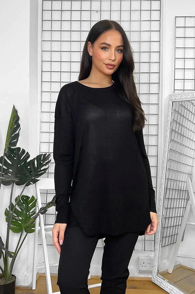 Seam Front Detail Fine Knit Pullover-SinglePrice