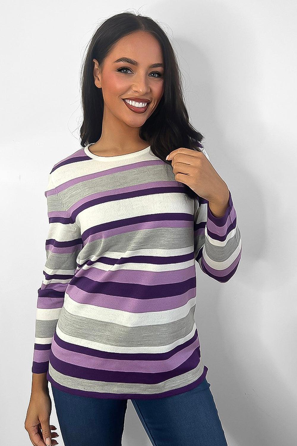 Low Scoop Neck Stripy Jumper-SinglePrice