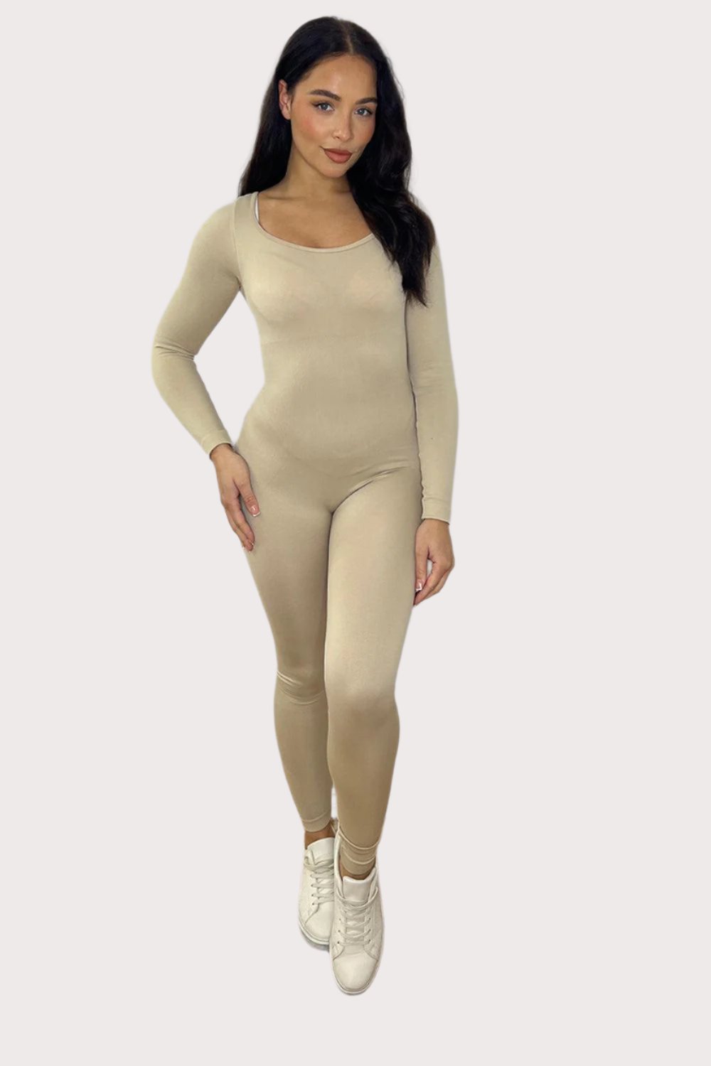 Stretchy Low Scoop Neckline Onesie Jumpsuit-SinglePrice