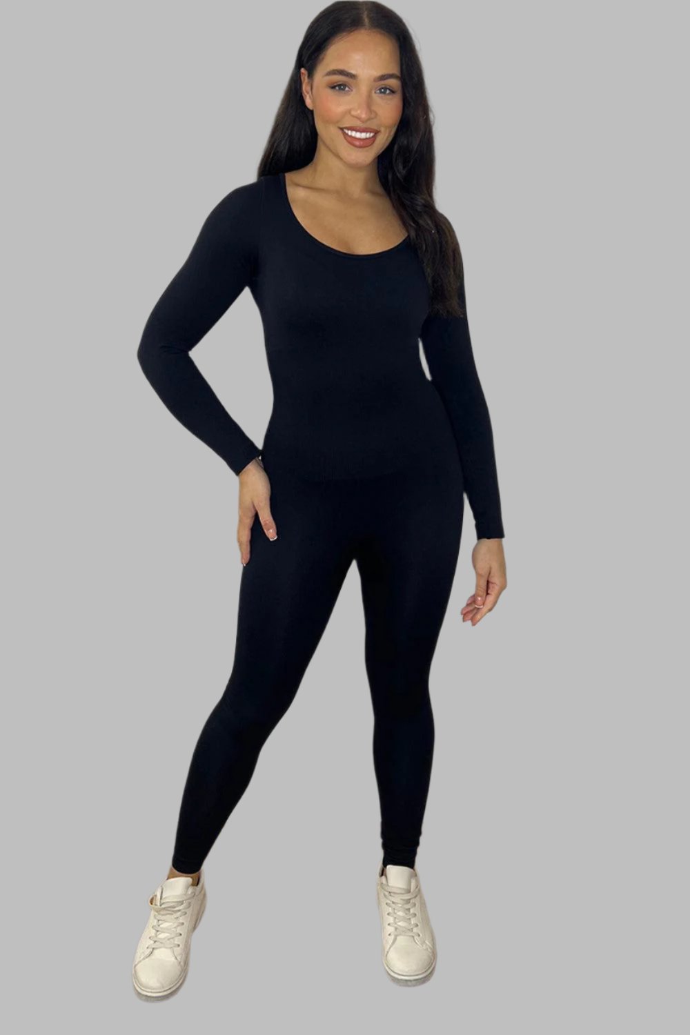 Stretchy Low Scoop Neckline Onesie Jumpsuit-SinglePrice
