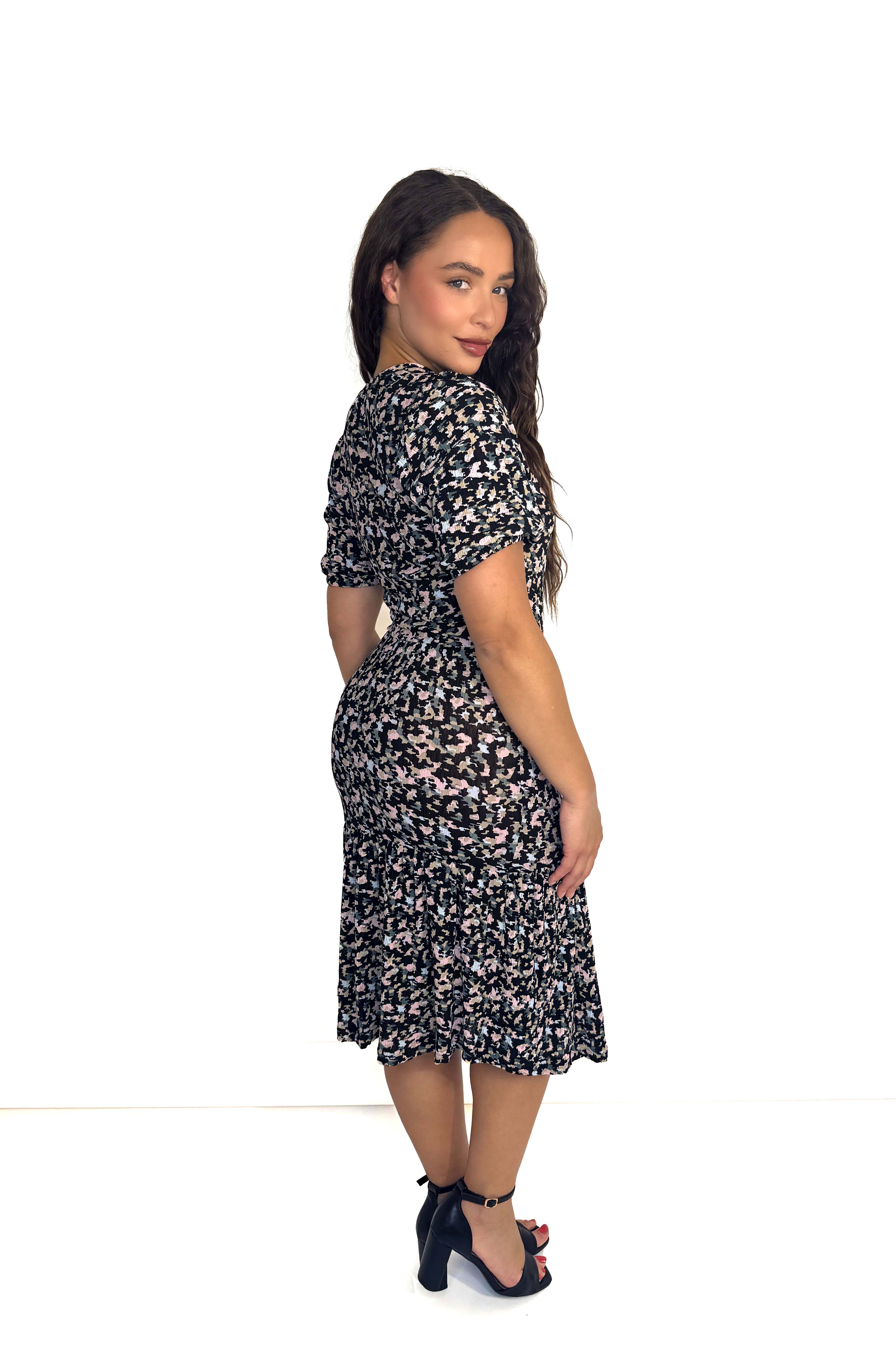 Multi Print Textured Layered Long Dress