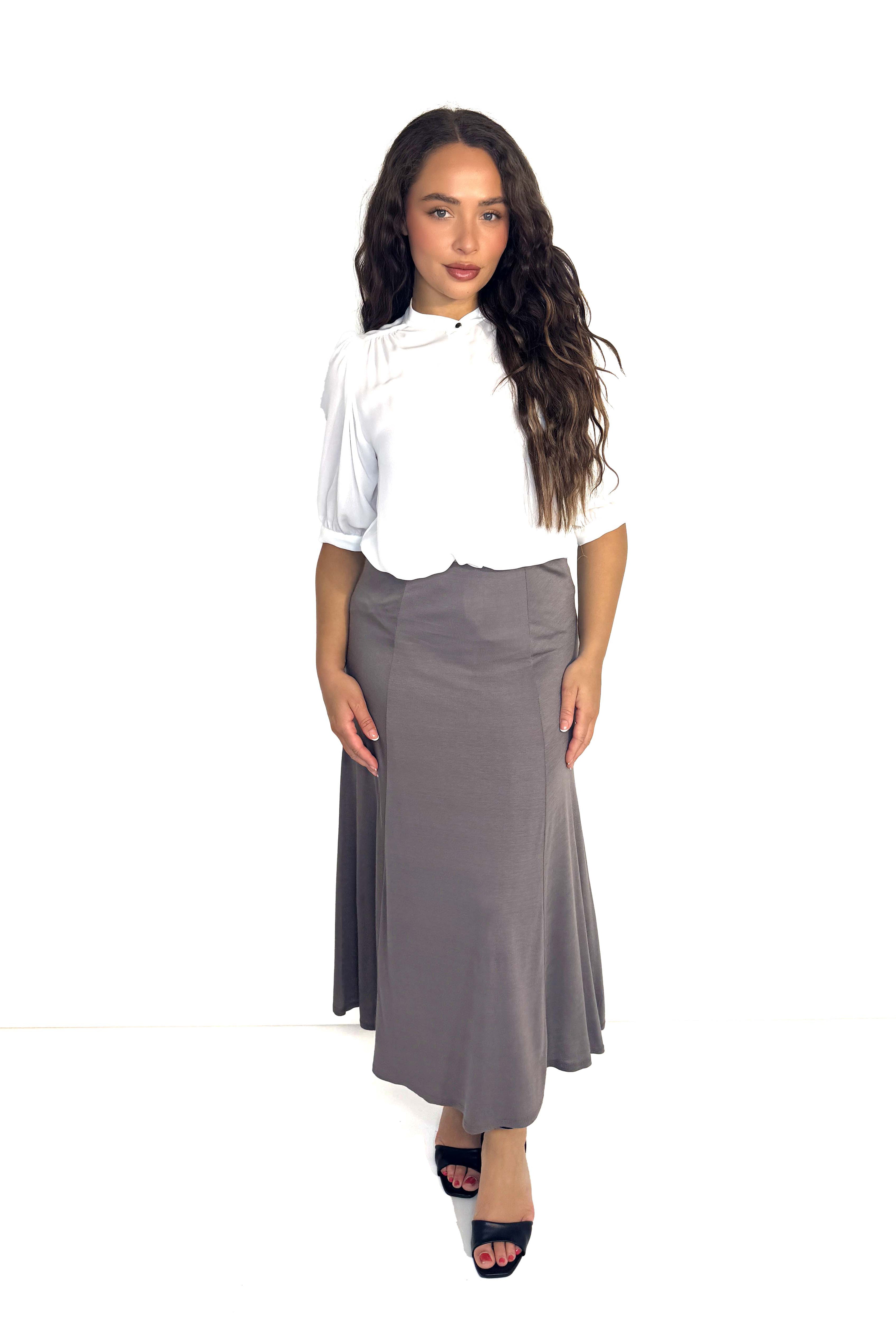 Plain A-Line Maxi Skirt