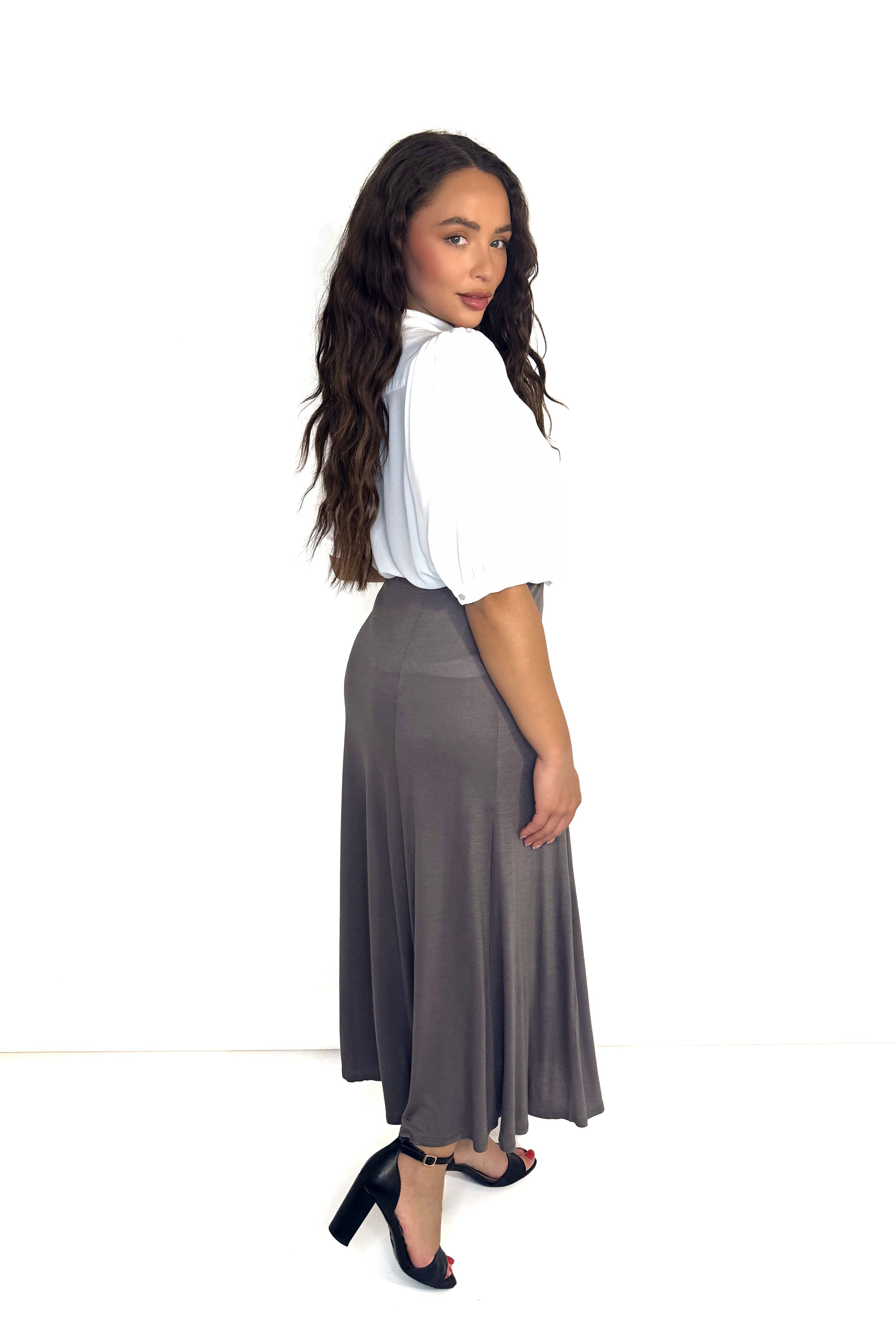 Plain A-Line Maxi Skirt