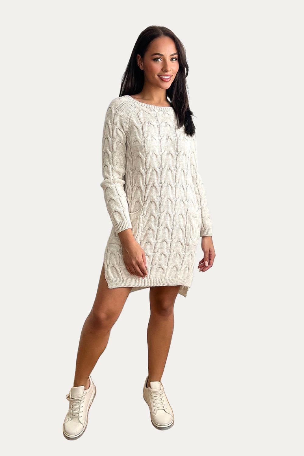 Pockets To Front Large Loop Knitted Dress-SinglePrice