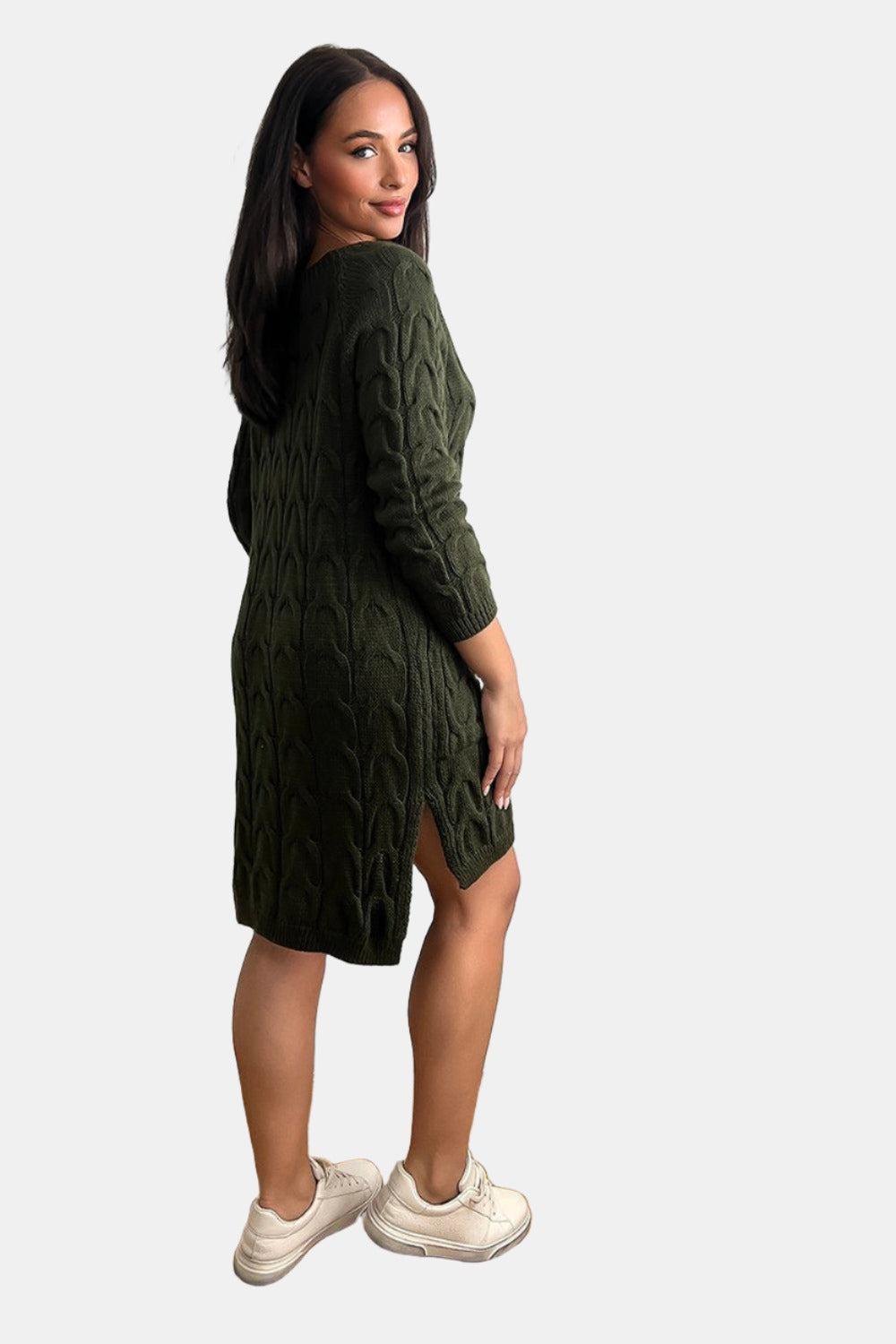 Pockets To Front Large Loop Knitted Dress-SinglePrice