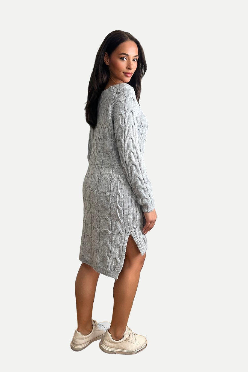 Pockets To Front Large Loop Knitted Dress-SinglePrice