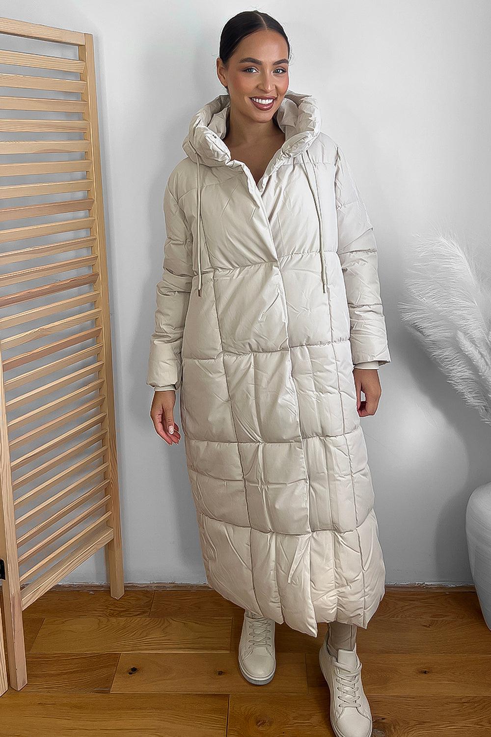 Hooded One Colour Maxi Puffer Jacket-SinglePrice