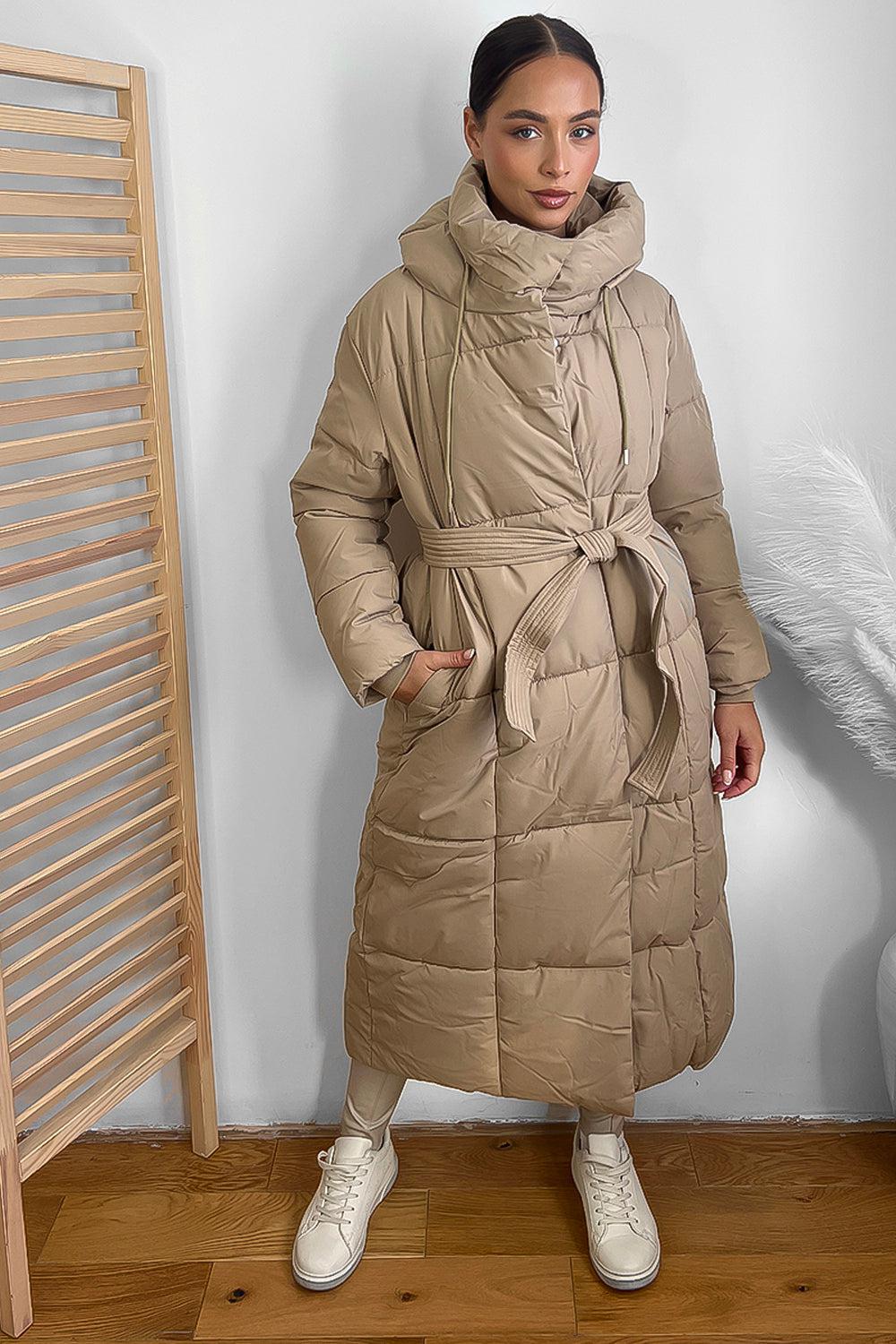 Hooded One Colour Maxi Puffer Jacket-SinglePrice
