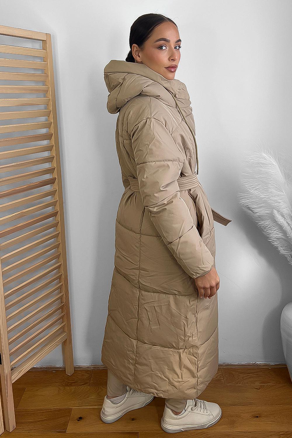 Hooded One Colour Maxi Puffer Jacket-SinglePrice