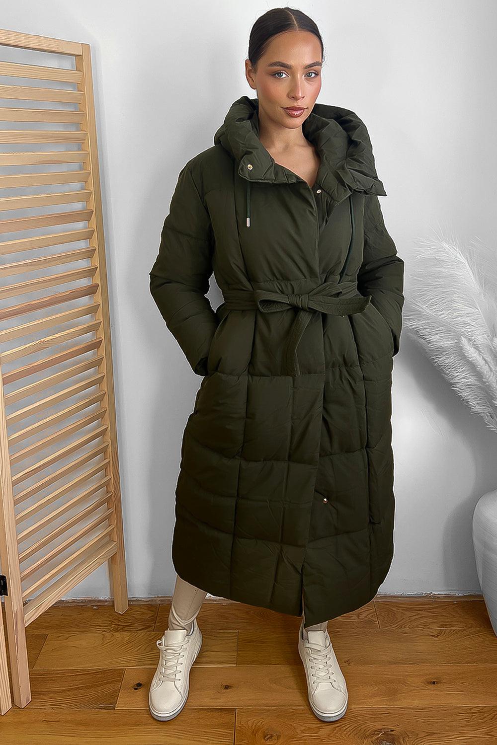 Hooded One Colour Maxi Puffer Jacket-SinglePrice